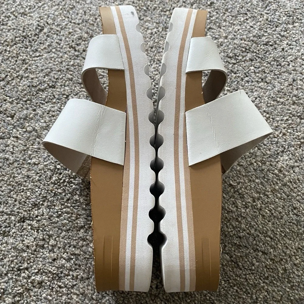Reef Platform Sandals Women Sz 8 EU 38.5 White Strap Slide Cork Cushion Vista - Picture 8 of 8